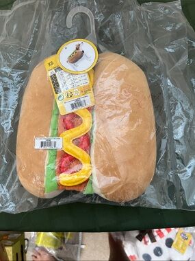 NWT Plush Hot Dog Dog Costume - Tan, Red, Yellow, Green